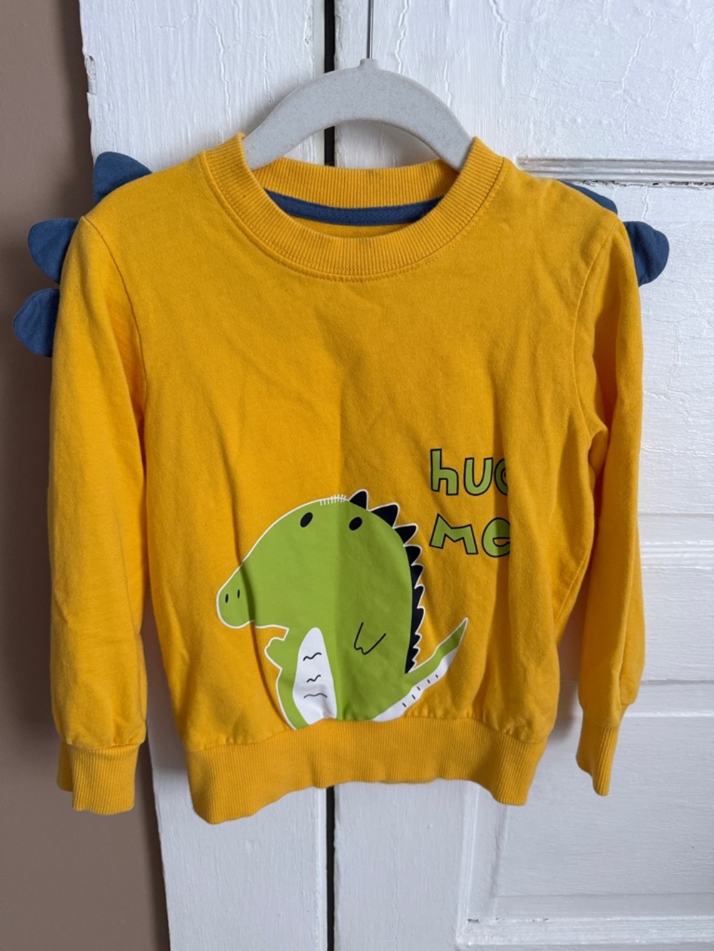 Kids Yellow Dino Graphic Long-Sleeve Top (unisex)